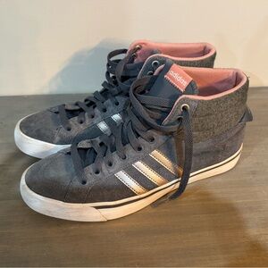Adidas Gray and Pink High-Top Sneakers